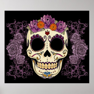 Vintage Skull e Rosa Impressão