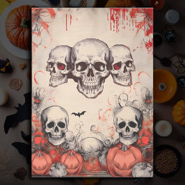 Vintage Skull Halloween - Papel Tecido de Decoupag