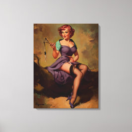 Vintage Slingshot Pin Up Girl Canvas