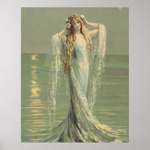 Vintage Smermaid Sea NympPoster Impressão