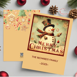 Vintage Snowman - Feliz Cartão de Férias de Natal