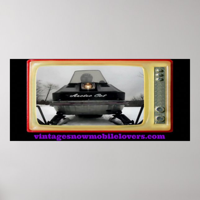 Vintage Snowmobile Lovers 1972 Poster do Gato Árti (Frente)