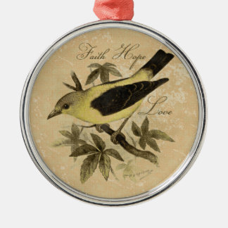 Vintage Songbird Faith Hope Ama Ornamento de Árvor