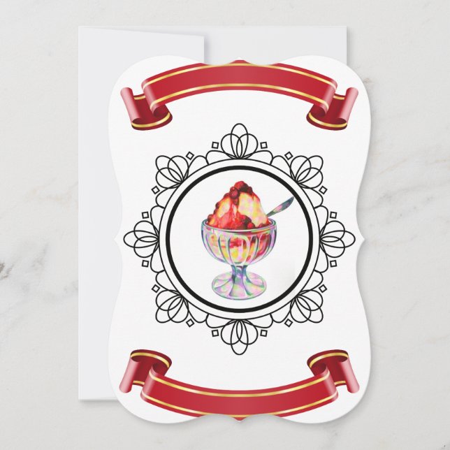 Vintage sorvete sundae convite (Frente)