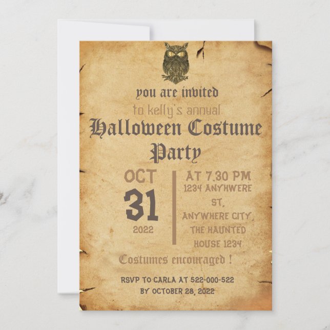 vintage spooky gothic, convite para festa de hallo (Frente)