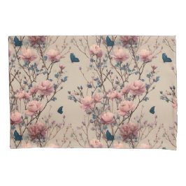 Vintage Spring Roses with Blue Butterflies