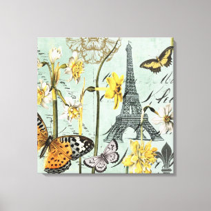 Vintage Springtime Torre Eiffel alongada canvas