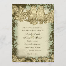 Vintage Sr. e Sra. Owl Wedding Convite