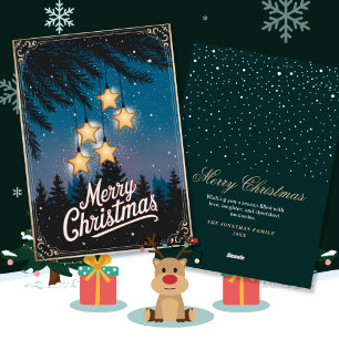 Vintage Starry Night Cartões de natal Holiday C