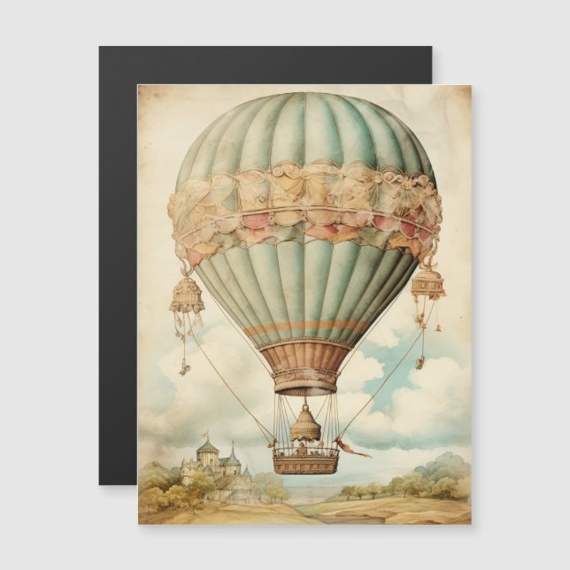 Vintage Steampunk Blue Hot Air Balloon (Frente/Verso)