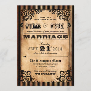 Vintage Steampunk - Convite de Casamento