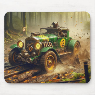 Vintage Steampunk Racecar Mouse Pad