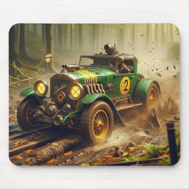 Vintage Steampunk Racecar Mouse Pad (Frente)