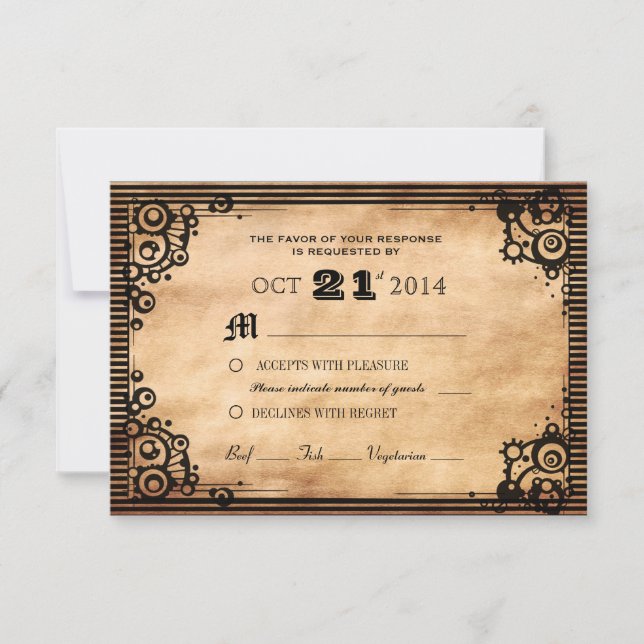 Vintage Steampunk - RSVP Personalizado (Frente)