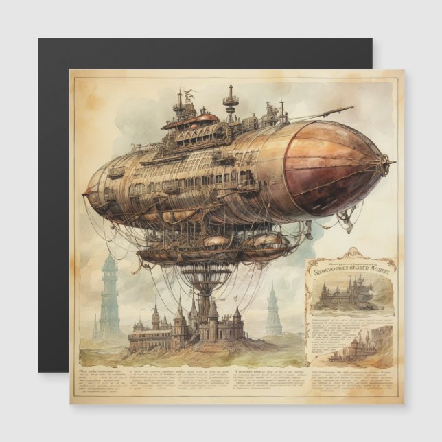 Vintage Steampunk Zeppelin (10) (Frente/Verso)