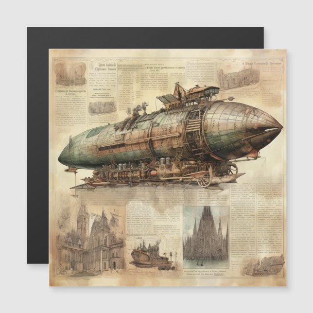 Vintage Steampunk Zeppelin (5) (Frente/Verso)
