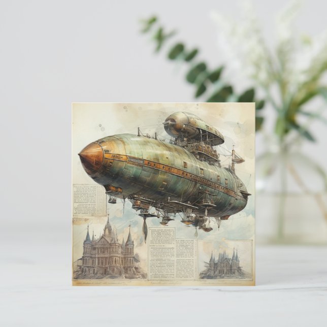 Vintage Steampunk Zeppelin (7) (Em pé/Frente)