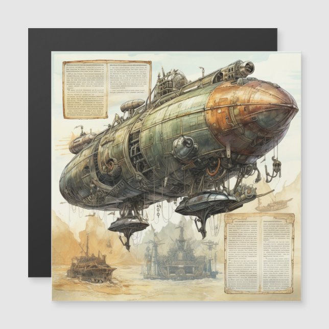 Vintage Steampunk Zeppelin (8) (Frente/Verso)