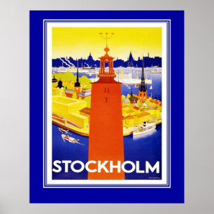 Vintage Stockholm Travel Poster Large Size