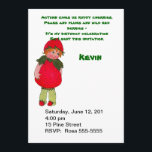 Vintage Strawberry Kid Convite de aniversário<br><div class="desc">Um convite para uma festa de aniversário com um tema de morango - veja itens adicionais com a mesma imagem.</div>
