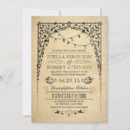 vintage string luzes arco convites para casamento
