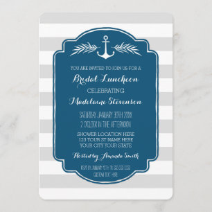 Vintage Stripes Convites De Almoço Náutico