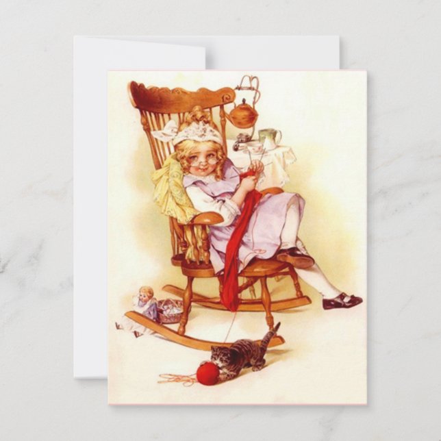 Vintage Style convites com agulha tricotar crochê (Frente)