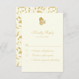 Vintage style Floral Cream RSVP Card