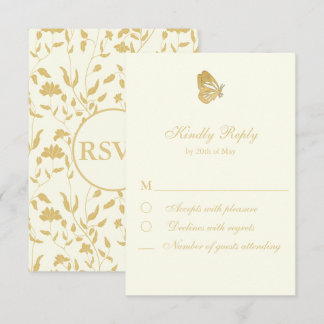 Vintage style Floral Cream RSVP Card