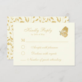 Vintage style Floral Cream RSVP Card
