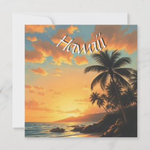 Vintage Style Hawaiai Viagem Sea Sunset Card