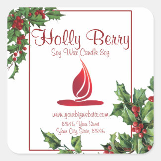 Vintage Style Holly Berry - Etiqueta da Vela de Na
