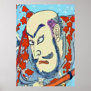 Vintage Style Japonês Samurai Impressão