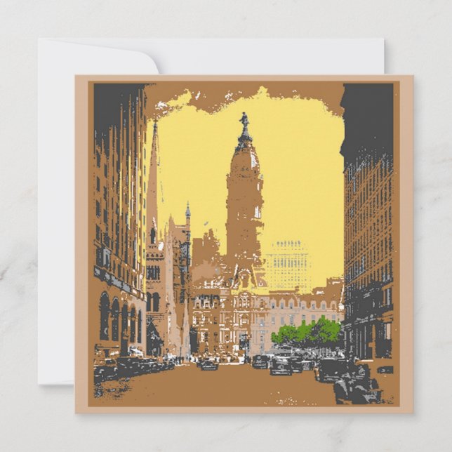 Vintage Style Philadelphia City Hall (Frente)