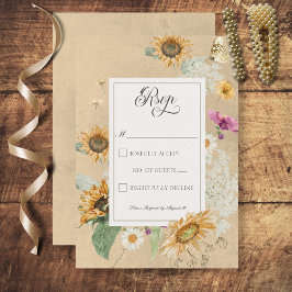 Vintage Summer Sunflower Play Cartão de Resposta F