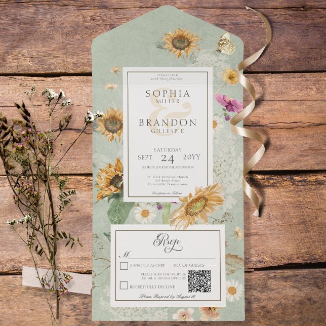 Vintage Summer Sunflower Sage Green Code (Criador carregado)