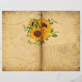 Vintage Sunflower Diário Scrapbook Page