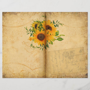 Vintage Sunflower Diário Scrapbook Page