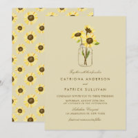 Vintage Sunflower no Convite para Casamento Mason 