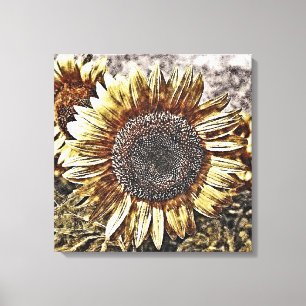 Vintage Sunflower trabalho de arte nº 4 - Canvas