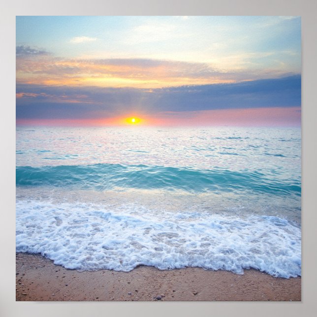 Vintage Sunset Beach Poster (Frente)