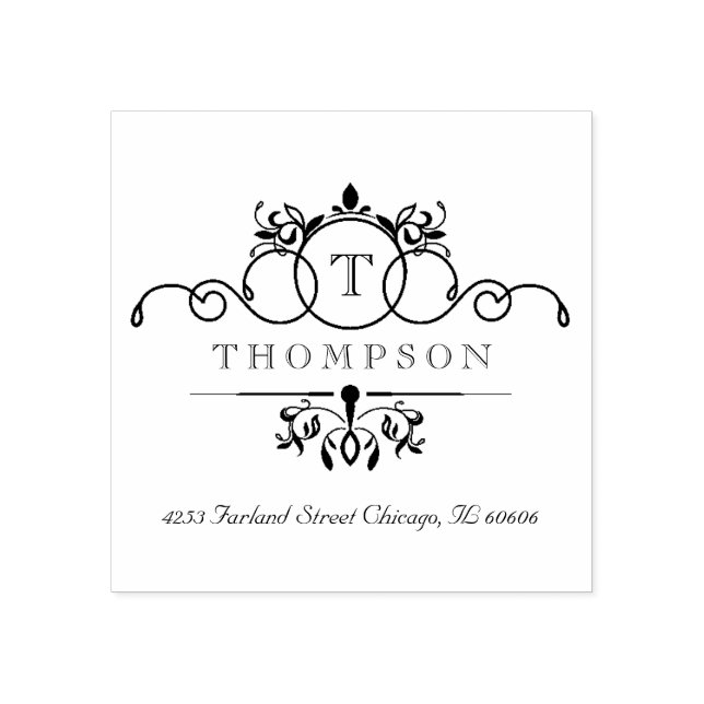 Vintage Swirls Monograma - Carimbo (Impressão)