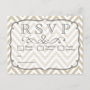 Vintage Tan & Chevron branco que Wedding cartões