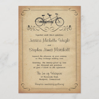 Vintage Tandem Bicicletas Convites para Casamento