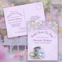 Vintage Tea Party Chá de panela Lilac Convite