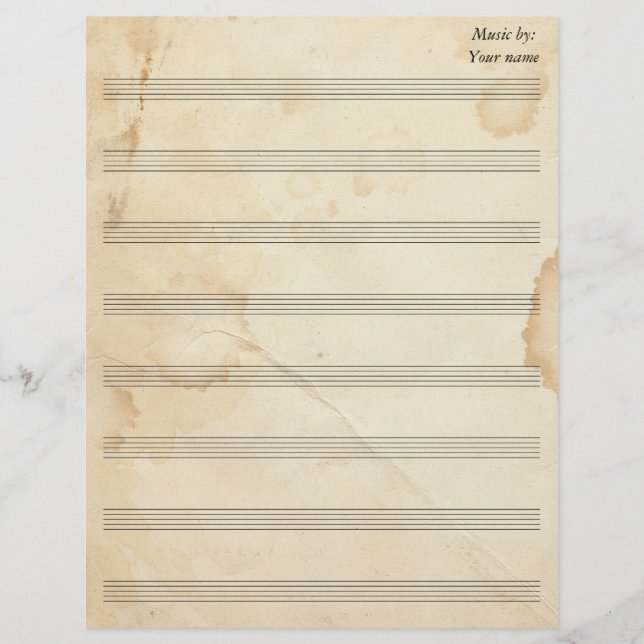 Vintage Tea Stainsheet Music 8 Stave (Frente)