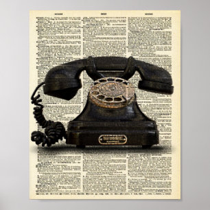Vintage Telephone Dictionary Art Poster