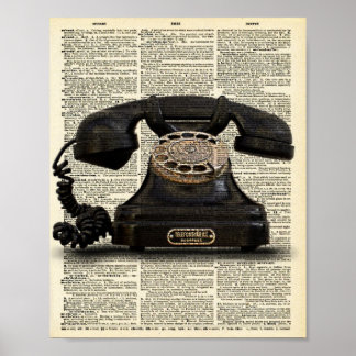 Vintage Telephone Dictionary Art Poster