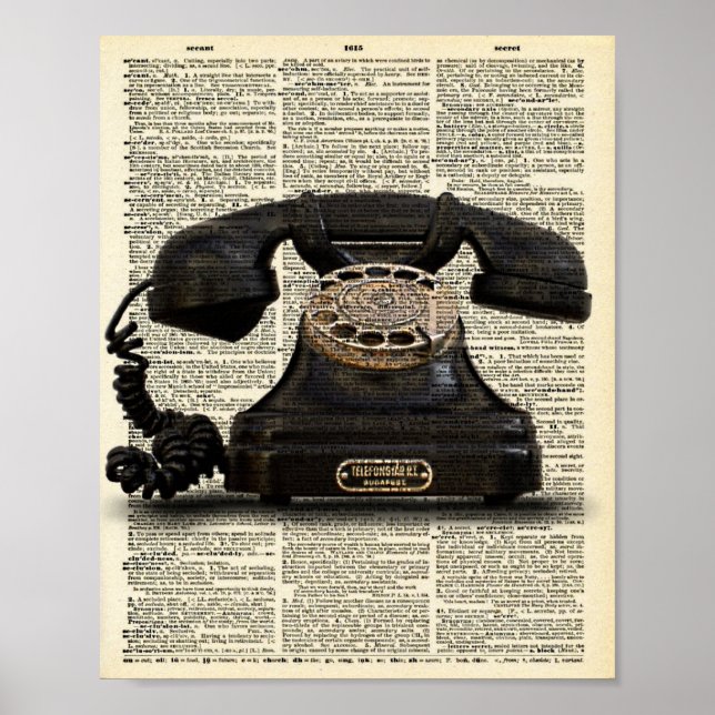 Vintage Telephone Dictionary Art Poster (Frente)