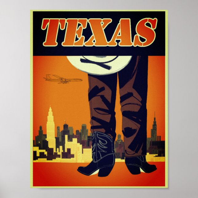 Vintage Texas Cowboy Poster (Frente)